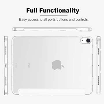 iMieet iPad Air 11 Inch Case 2024 /iPad Air 5/4 Case 2022/2020 10.9 Inch - iPad Air 6th/5th/4th Generation Case Slim Cover with Translucent Frosted Hard Back [Support Touch ID] (White)