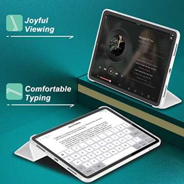 iMieet iPad Air 11 Inch Case 2024 /iPad Air 5/4 Case 2022/2020 10.9 Inch - iPad Air 6th/5th/4th Generation Case Slim Cover with Translucent Frosted Hard Back [Support Touch ID] (White)