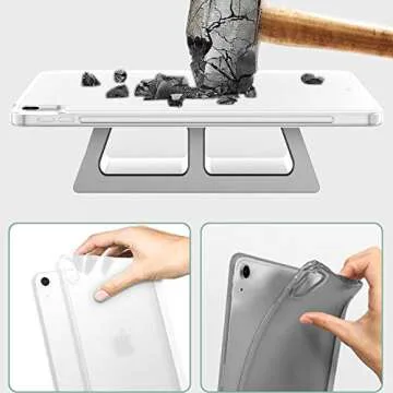 iMieet iPad Air 11 Inch Case 2024 /iPad Air 5/4 Case 2022/2020 10.9 Inch - iPad Air 6th/5th/4th Generation Case Slim Cover with Translucent Frosted Hard Back [Support Touch ID] (White)