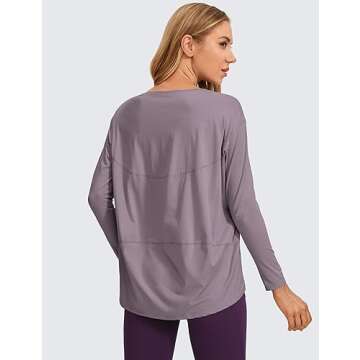 CRZ YOGA Pima Cotton Long Sleeve Workout Shirts for Women Loose Fit Athletic Yoga T-Shirts Casual Bo...