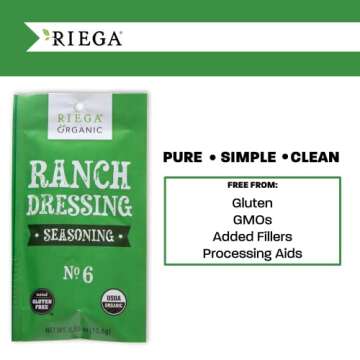 Riega Organic Ranch Dressing Seasoning, Perfect Mix for Ranch Seasoning, Salad Dressing, and Ranch Dip 0.55 Ounce (Pack of 8)