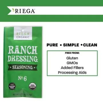Riega Organic Ranch Dressing Seasoning, Perfect Mix for Ranch Seasoning, Salad Dressing, and Ranch Dip 0.55 Ounce (Pack of 8)