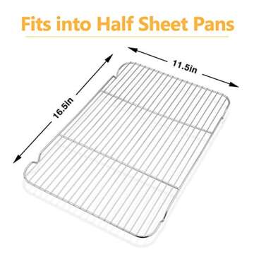 Baking Cooling Rack Set of 2, E-far 16.5"x11.5" Stainless Steel Metal Roasting Cooking Racks, Fits i...