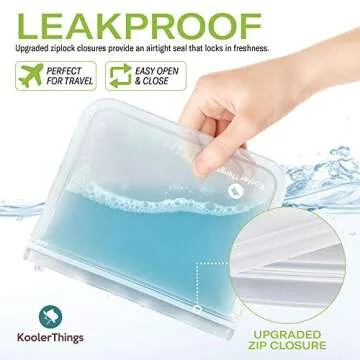 KoolerThings 10 Pack Reusable Sandwich Bags, Leakproof, Transparent, Rectangular, Plastic Bags with PEVA Lining, Silicone & PEVA Material, Self Seal Closure