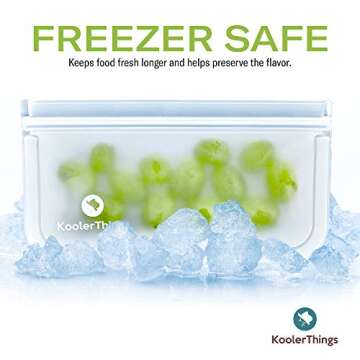 KoolerThings 10 Pack Reusable Sandwich Bags, Leakproof, Transparent, Rectangular, Plastic Bags with PEVA Lining, Silicone & PEVA Material, Self Seal Closure