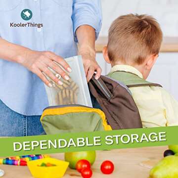 KoolerThings 10 Pack Reusable Sandwich Bags, Leakproof, Transparent, Rectangular, Plastic Bags with PEVA Lining, Silicone & PEVA Material, Self Seal Closure