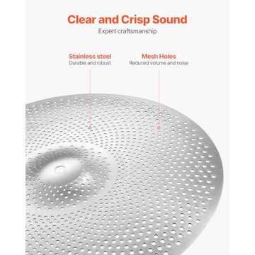 VEVOR Low Volume Drum Cymbal Set - 5 Pieces for Beginners