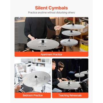 VEVOR Low Volume Drum Cymbal Set - 5 Pieces for Beginners