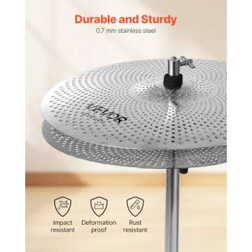 VEVOR Low Volume Drum Cymbal Set - 5 Pieces for Beginners