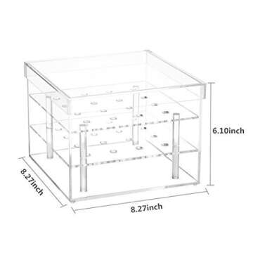 Flower Box Water Holder, Acrylic Rose Pots Stand - Decorative Square Vase with Removable 2 Tiers - Valentine's Day, Mother's Day, Birthday Gift, 16 Holes