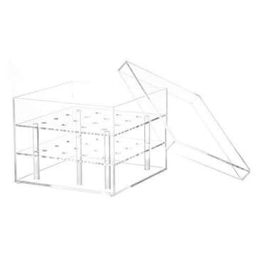 Flower Box Water Holder, Acrylic Rose Pots Stand - Decorative Square Vase with Removable 2 Tiers - Valentine's Day, Mother's Day, Birthday Gift, 16 Holes