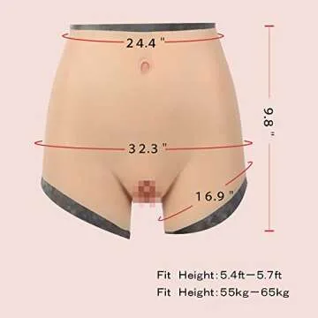 Mypersian Fake Silicone Vagina Underwear for Drag Queen Silicone False Pussy Boxer for Crossdresser Transgender(Color1, 62CM)