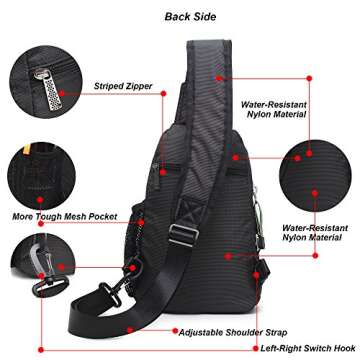 NICGID Sling Bag Chest Shoulder Backpack Crossbody Bags for Tablet Laptop Outdoor Hiking Men Women