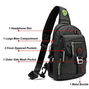 NICGID Sling Bag Chest Shoulder Backpack Crossbody Bags for Tablet Laptop Outdoor Hiking Men Women