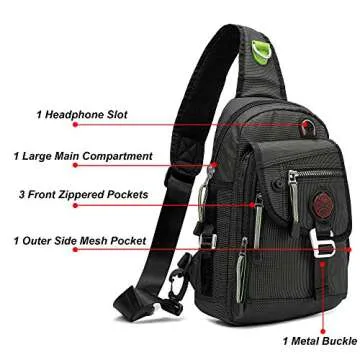 NICGID Sling Bag for Men Women - Ideal for Travel and Hiking