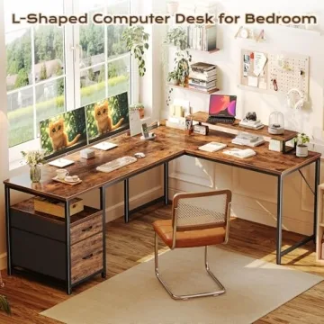 Stylish PRAISUN L Shaped Desk with USB and Power Outlets