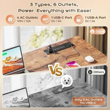 Stylish PRAISUN L Shaped Desk with USB and Power Outlets