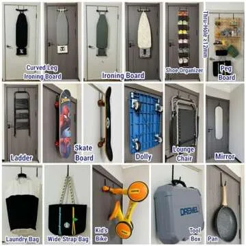 Mars-Rock Over The Door Hooks 4 Pcs L=5.5" Fit 1 3/8" Door Black Plastic Coating for Hanging Towel Robe Hanger for Bathroom Dorm Room Bunk Bed Wreath Ironing Board Holder Cute Thin Single Heavy Duty