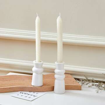 Ceramic Knot Candle Holders Set - Modern Home Decor (White)