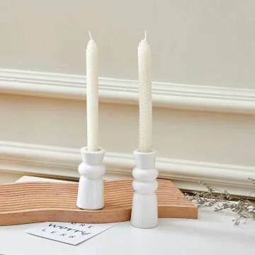 Ceramic Knot Candle Holders Set - Modern Home Decor (White)