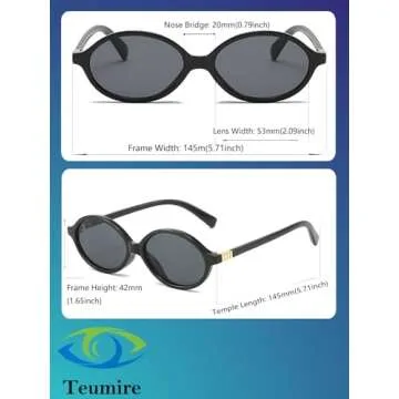 Teumire Retro Oval Sunglasses Stylish UV Protection