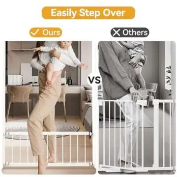 Dog Gate Indoor,18"-45" Adjustable Extra Wide Metal Short Dog Gate to Step Over, 10" Tall Small Pet Gate with 3 Extension Kits, Pressure Mounted Dog Gate for Doorways & Stairs