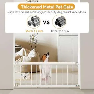 Dog Gate Indoor,18"-45" Adjustable Extra Wide Metal Short Dog Gate to Step Over, 10" Tall Small Pet Gate with 3 Extension Kits, Pressure Mounted Dog Gate for Doorways & Stairs