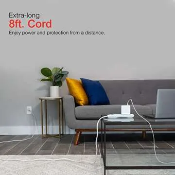 GE 6-Outlet Power Strip with 8 Ft Heavy Duty Cord