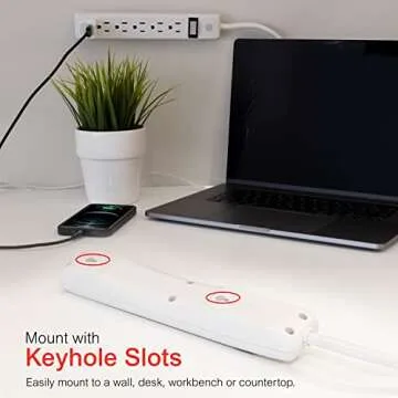 GE 6-Outlet Power Strip with 8 Ft Heavy Duty Cord