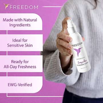 Freedom Everywhere Deodorant Spray - Natural Whole Body Odor Protection Spray for Women & Men with Sensitive Skin, Baking Soda Free, Aluminum Free, EWG Verified, Cruelty-Free, Lavender Citrus, 3.4 Oz