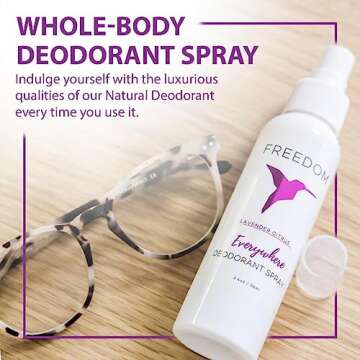 Freedom Everywhere Deodorant Spray - Natural Whole Body Odor Protection Spray for Women & Men with Sensitive Skin, Baking Soda Free, Aluminum Free, EWG Verified, Cruelty-Free, Lavender Citrus, 3.4 Oz