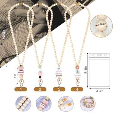 Retractable Lanyards for Id Badges, 2024 Teacher Lanyard with ID Holder, Wooden Beaded Lanyard for K...