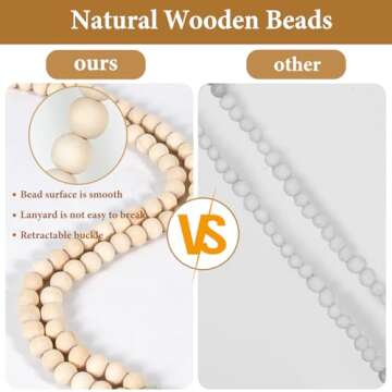 Retractable Lanyards for Id Badges, 2024 Teacher Lanyard with ID Holder, Wooden Beaded Lanyard for Keychain, Boho Breakaway Lanyard Personalized Gift for Women