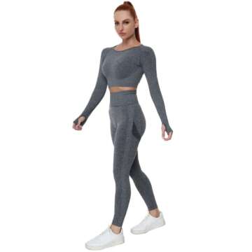 JOJOANS Workout Sets Women 2 Piece Outfits High Waist Seamless Leggings and Crop Top Yoga Set Gym