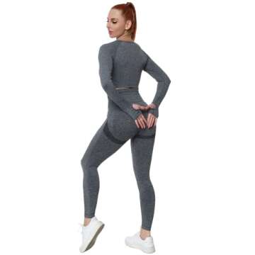 JOJOANS Workout Sets Women 2 Piece Outfits High Waist Seamless Leggings and Crop Top Yoga Set Gym
