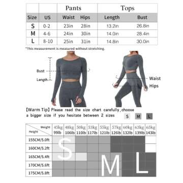 JOJOANS Workout Sets Women 2 Piece Outfits High Waist Seamless Leggings and Crop Top Yoga Set Gym