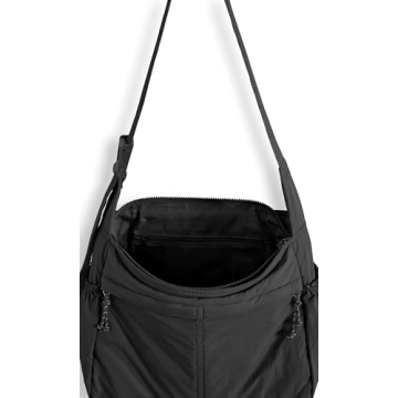 ODODOS 20L Crossbody Tote Bag Large Capacity Lightweight Hobo Shoulder Sling Bags for Gym Shopping Beach Travel, Black