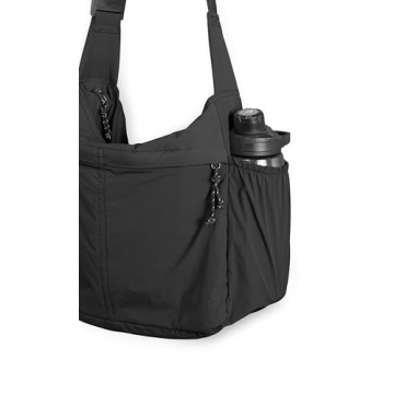 ODODOS 20L Crossbody Tote Bag Large Capacity Lightweight Hobo Shoulder Sling Bags for Gym Shopping Beach Travel, Black