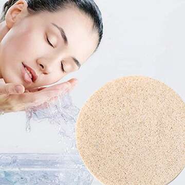 Facial Sponge Compressed,60 Pcs PVA Professional Makeup Removal Wash Round Face Sponges Spa Pads Exfoliating Cleansing for Women,Beige
