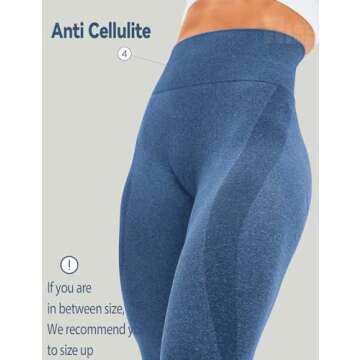 HIGORUN Women Seamless Leggings Smile Contour High Waist Workout Gym Yoga Pants Darkblue M