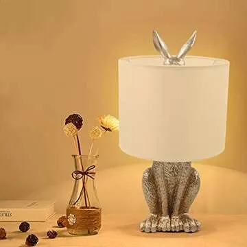 TFCFL Modern Golden Rabbit Table Lamp 110V with E26 Bulb Base Bedroom Bedside Lighting Fixtures for Living Room Dining Room Study Room Desk Lights (Bulb Not Included)