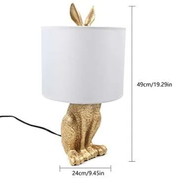TFCFL Modern Golden Rabbit Table Lamp 110V with E26 Bulb Base Bedroom Bedside Lighting Fixtures for Living Room Dining Room Study Room Desk Lights (Bulb Not Included)