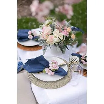 MadeTerra Premium Rattan Charger Plates for Dinner, Party, Wedding Set of 4 | Woven Rustic Dinnerware Tableware Decoration Placemat Alternative (Tight Weave, Whitewash)