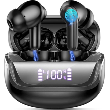 Wireless Earbuds, Bluetooth 5.4 Headphones Deep Bass Stereo, in-Ear Earphones with 4 ENC Noise Cance...