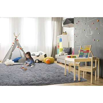 TWINNIS Super Soft Shaggy Rugs Fluffy Carpets, 4x5.9 Feet, Indoor Modern Plush Area Rugs for Living Room Bedroom Kids Room Nursery Home Decor, Upgrade Anti-Skid Rectangular Fuzzy Rug, Grey