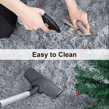 TWINNIS Super Soft Shaggy Rugs Fluffy Carpets, 4x5.9 Feet, Indoor Modern Plush Area Rugs for Living Room Bedroom Kids Room Nursery Home Decor, Upgrade Anti-Skid Rectangular Fuzzy Rug, Grey