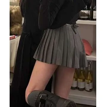 RICHTRUE Preppy Skirt Y2k Skirt Low Rise Skirt Pleated Skirts for Women Y2k Mini Skirts for Women Sexy (Grey,XS,X-Small)