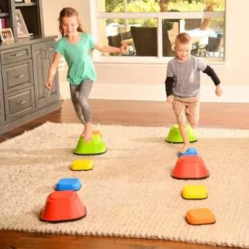 Playzone-fit Balance Stepping Stones Obstacle Course for Kids - Set of 5 Colorful Kids Stepping Stones in 2 Fun Sizes - Perfect Indoor & Outdoors Play Equipment for Children Ages 3+