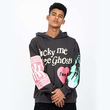 Chainsaw Man Men's Hoodies Lucky Me I See Ghosts Graphic Athletic Sportswear Cotton Oversized Pullover Hooded Sweatshirt