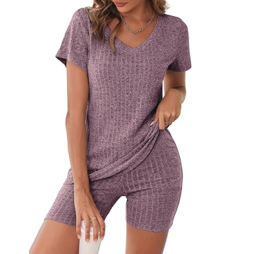 Ekouaer Biker Short Sets Chic Women 2 Piece Outfits